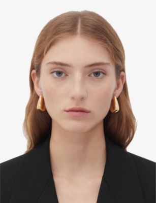 Shop Bottega Veneta Women's Yellow Gold Fin 18ct Yellow Gold-plated Sterling Silver Drop Earrings