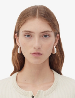 Bottega Veneta Small Vahuo Fin Earrings In Silver