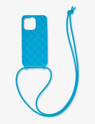 Bottega Veneta Pool Intrecciato Silicone Iphone 15 Case In Blue