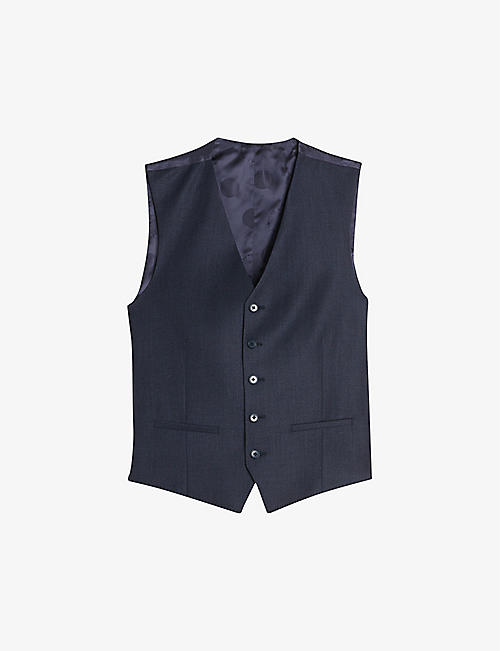TED BAKER: Forbyw puppytooth-texture stretch wool-blend waistcoat