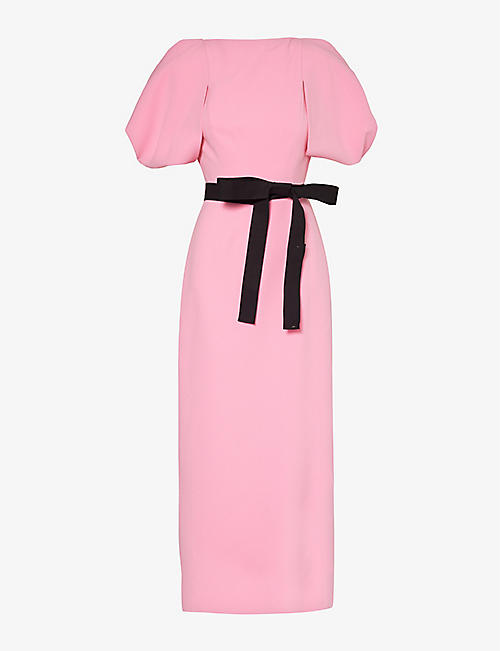 ROKSANDA: Clemente bow-embellished woven maxi dress