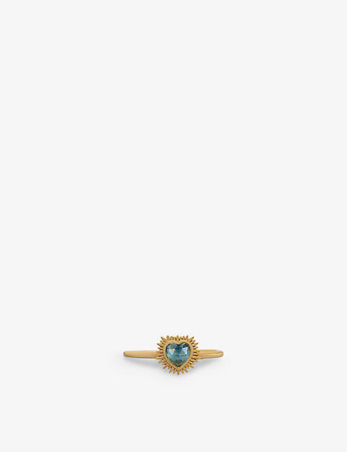 RACHEL JACKSON: Electric Love London blue-topaz 22ct gold-plated sterling silver ring