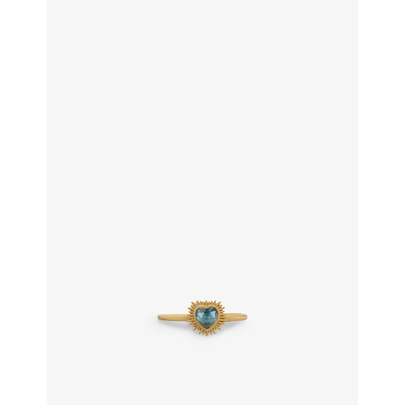 Shop Rachel Jackson Women's Gold Electric Love London Blue-topaz 22ct Gold-plated Sterling Silver Ring