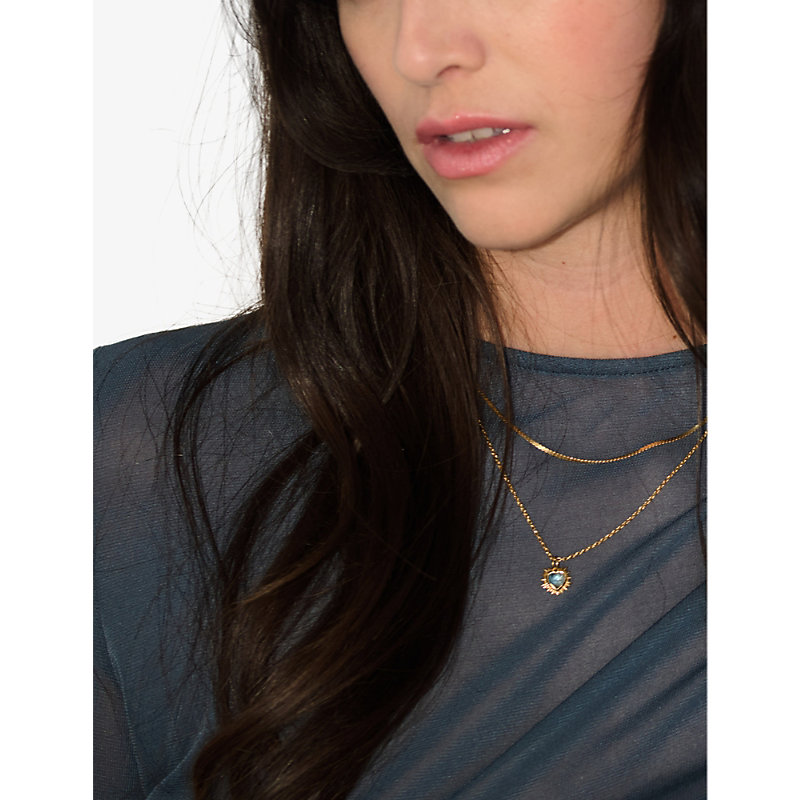 Shop Rachel Jackson December-birthstone Blue Topaz 22ct Gold-plated Sterling-silver Necklace