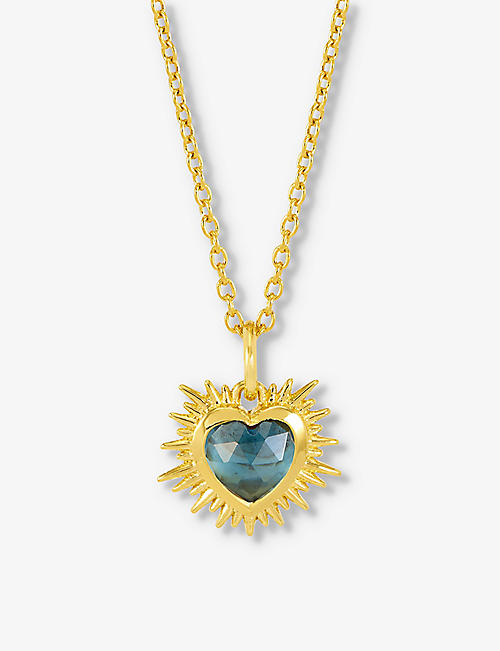 RACHEL JACKSON: December-birthstone blue topaz 22ct gold-plated sterling-silver necklace