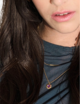 RACHEL JACKSON: Feburary-birthstone amethyst 22ct gold-plated sterling-silver necklace