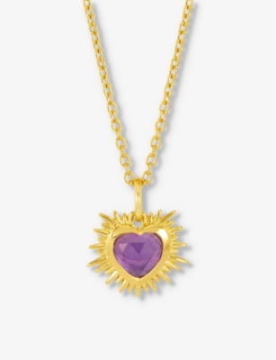 Rachel Jackson Womens Gold Feburary-birthstone Amethyst 22ct Gold-plated Sterling-silver Necklace
