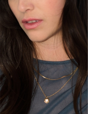 RACHEL JACKSON: April-birthstone rock-crystal 22ct gold-plated sterling silver necklace