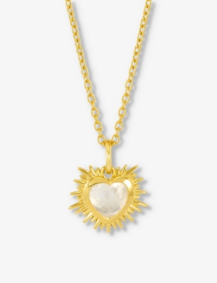 Rachel Jackson Womens Gold April-birthstone Rock-crystal 22ct Gold-plated Sterling Silver Necklace