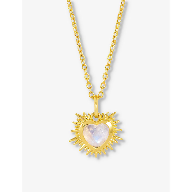 Rachel Jackson Womens Gold July-birthstone Moonstone 22ct Gold-plated Sterling Silver Necklace