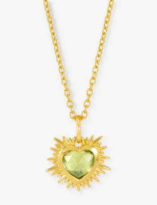 Rachel Jackson Womens Gold August-birthstone Peridot 22ct Gold-plated Sterling-silver Necklace