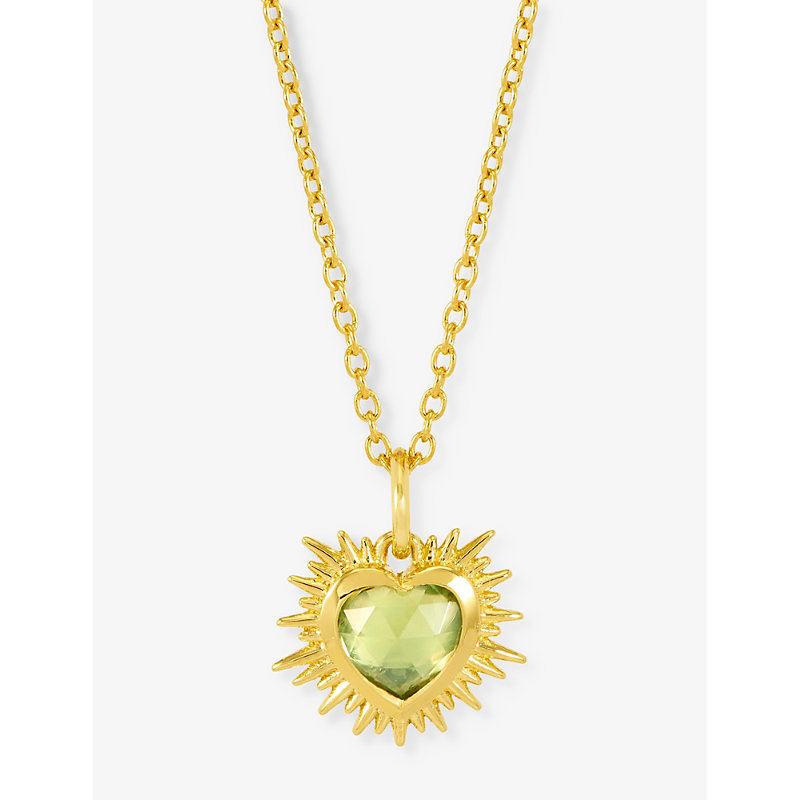 Rachel Jackson Womens Gold August-birthstone Peridot 22ct Gold-plated Sterling-silver Necklace