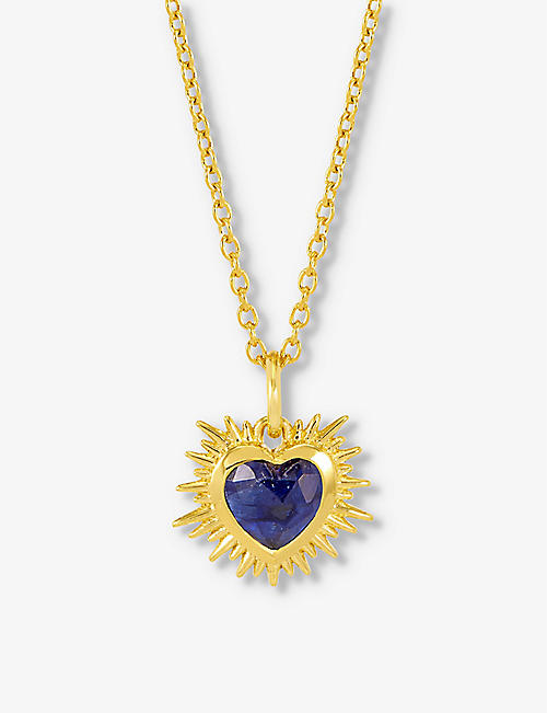 RACHEL JACKSON: September-birthstone sapphire 22ct gold-plated sterling-silver necklace