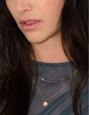 RACHEL JACKSON: October-birthstone rose-quartz 22ct gold-plated sterling-silver necklace