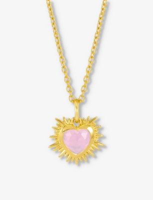 RACHEL JACKSON: October-birthstone rose-quartz 22ct gold-plated sterling-silver necklace