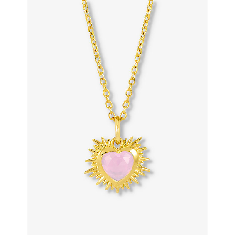 Shop Rachel Jackson October-birthstone Rose-quartz 22ct Gold-plated Sterling-silver Necklace
