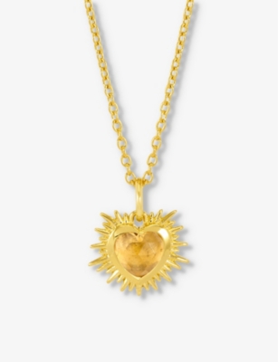 RACHEL JACKSON: Citrine November-birthstone 22ct gold-plated sterling-silver necklace