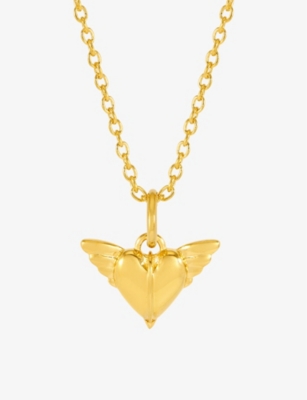 Rachel Jackson Womens Gold Guardian Angel 22ct Yellow Gold-plated Sterling Silver Pendant Necklace