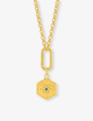 RACHEL JACKSON: Hardware Protective Evil-Eye 22ct yellow-gold plated sterling-silver and topaz pendant necklace