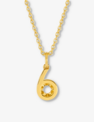 Shop Rachel Jackson Symbolic Number Six 22ct Yellow-gold Plated Sterling-silver Pendant Necklace