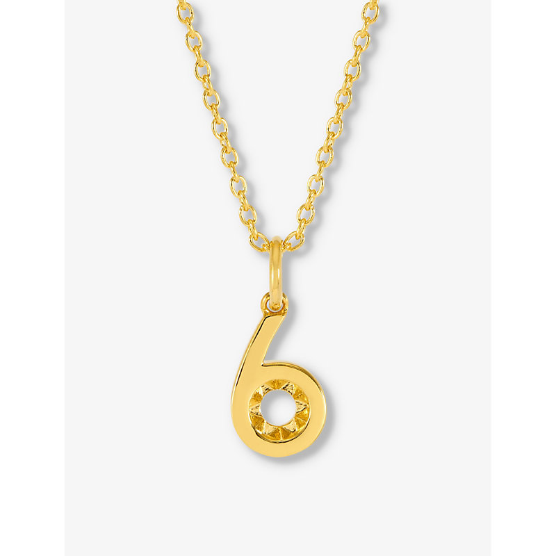 Shop Rachel Jackson Symbolic Number Six 22ct Yellow-gold Plated Sterling-silver Pendant Necklace