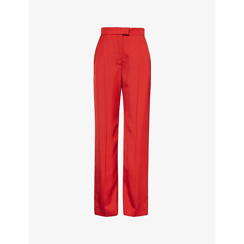 Alexander Mcqueen Womens Lust Red Straight-leg High-rise Woven Trousers
