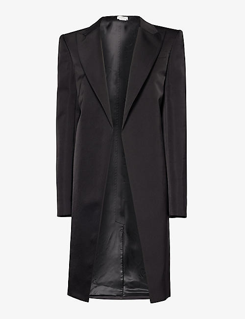 ALEXANDER MCQUEEN: Peak-lapel welt-pocket regular-fit silk coat