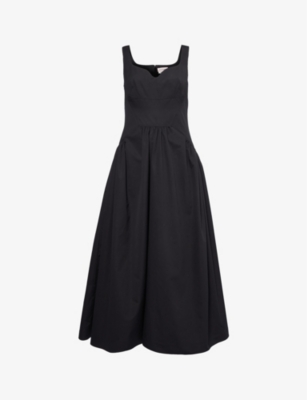 Alexander Mcqueen Black Sweetheart-neck Midi Dress In Black