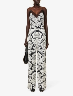 Shop Alexander Mcqueen Wide-leg High-rise Woven Trousers In Black Ivory