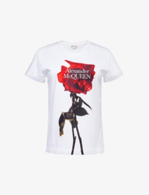 ALEXANDER MCQUEEN: Graphic-pattern cotton-jersey T-shirt