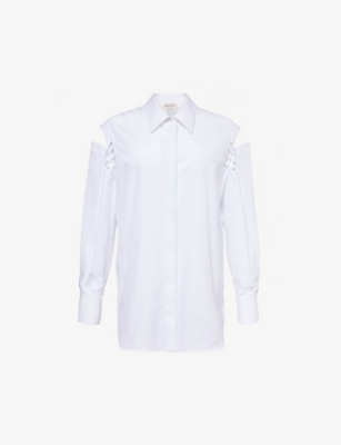 ALEXANDER MCQUEEN: Cut-out long-sleeve cotton shirt