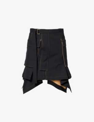 Shop Sacai X Carhartt Wip Women's Black Bonding Canvas Mini Skirt