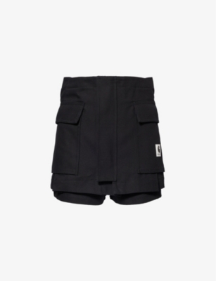 Shop Sacai X Carhartt Wip Women's Black Brand-patch Cotton-canvas Shorts