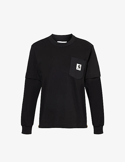 SACAI X CARHARTT WIP: Sacai x Carhartt WIP brand-patch cotton-jersey T-shirt
