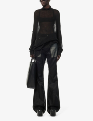 Shop Rick Owens Women's Black Relaxed-fit Semi-sheer Wool Shroud