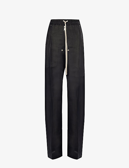 RICK OWENS: Drawstring-waist wide-leg high-rise silk-blend trousers
