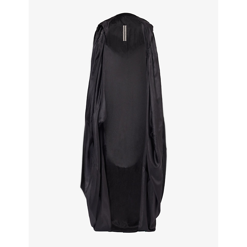 Shop Rick Owens Women's Black Relaxed-fit Hooded Silk Coat