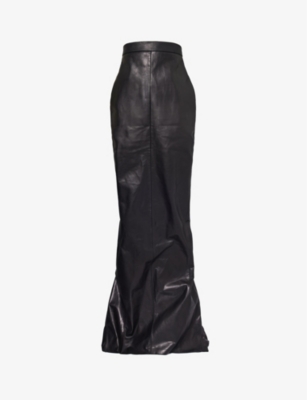 RICK OWENS: Pillar high-rise slim-fit leather maxi skirt