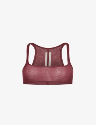 Rick Owens Womens Cherry Slim-fit Cropped Organic-cotton Top In Cherry