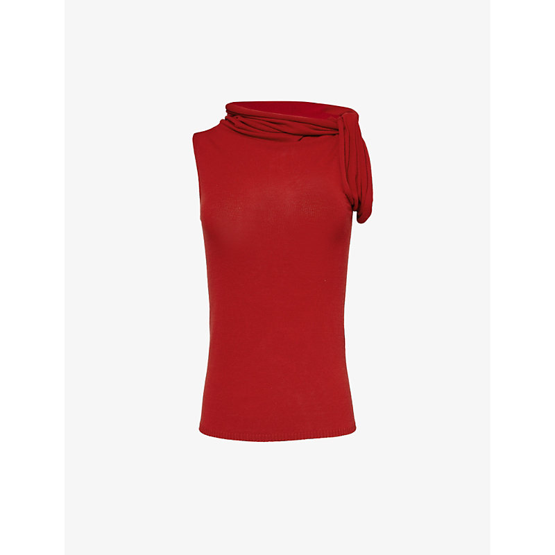 Shop Rick Owens Women's Cardinal Red Twist Sleeveless Woven-blend Top
