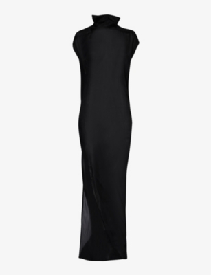 Rick Owens Womens Black Edfu Semi-sheer Silk Maxi Dress
