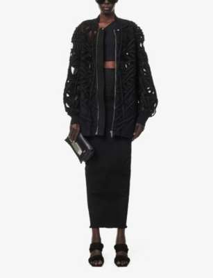 Shop Rick Owens Women's Black Panelled Relaxed-fit Woven Jacket