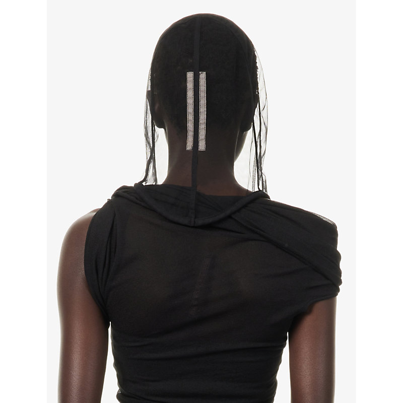 Shop Rick Owens Women's Black Transparent Weighted-seam Tulle Hood