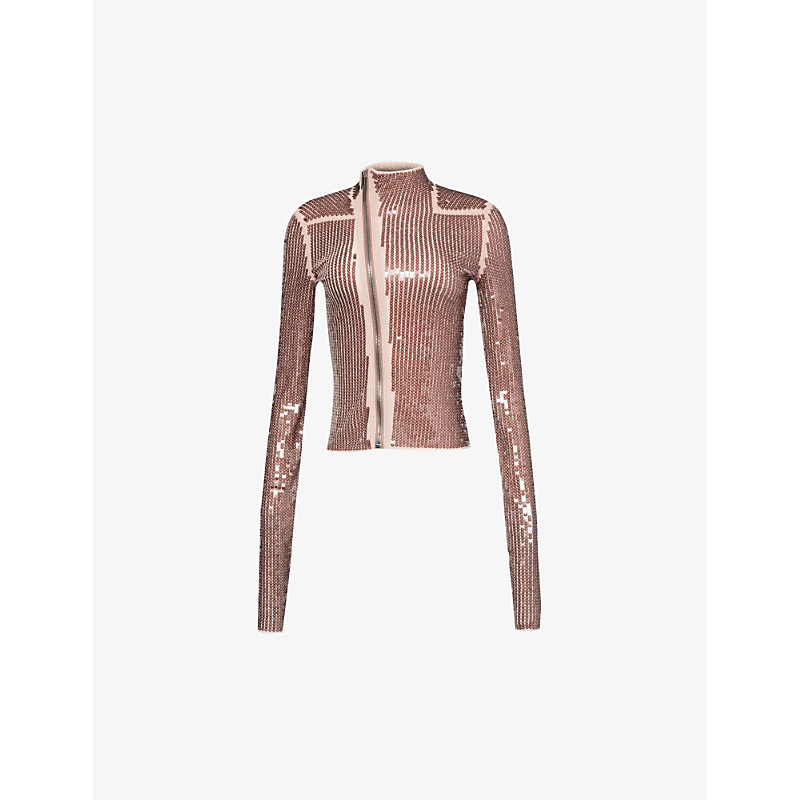Rick Owens Lillies Womens Nude Nude Gary Sequin-embellished Stretch-mesh Jacket