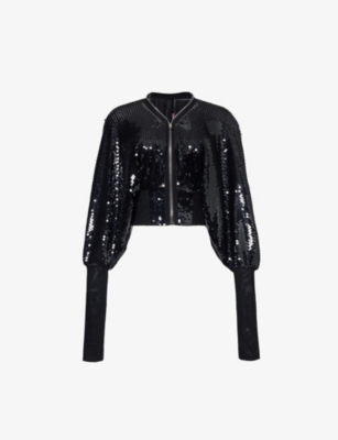 Rick Owens Lillies Womens Black Black Klaus Sequin-embellished Stretch-mesh Jacket