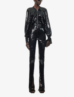 Shop Rick Owens Lillies Women's Black Black Carmen Sequin-embellished Skinny High-rise Stretch-woven Trou