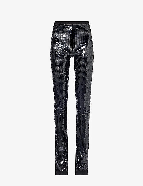 RICK OWENS LILLIES: Carmen sequin-embellished skinny high-rise stretch-woven trousers