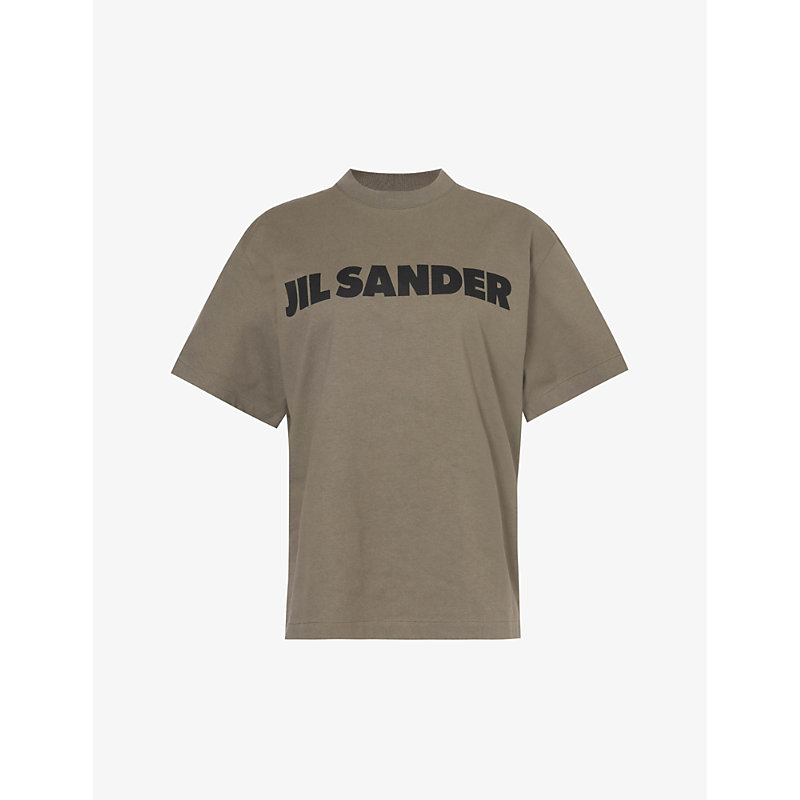 Jil Sander Womens Thyme Green Logo-print Boxy-fit Cotton-jersey T-shirt