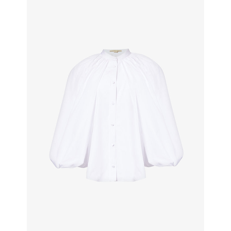 Shop Stella Mccartney Balloon Puff-sleeve Cotton Shirt In Pure White