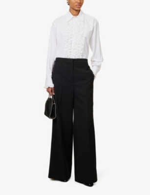 Shop Stella Mccartney Womens Pure White Ruffle-trim Cotton-poplin Shirt